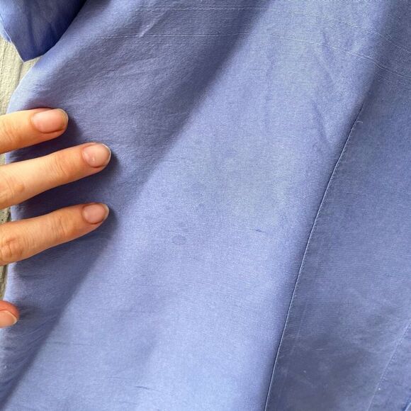 Kathy Ireland Essentials Silk Dupion Shirt XL – Periwinkle Blue Short Sleeve Blo - Picture 2 of 8